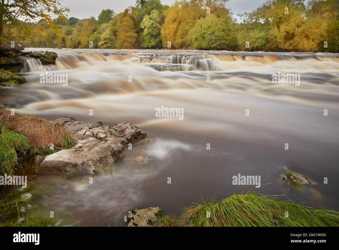 Aysgarth falls, lower region, river Ure in the Yorkshire Dales National Park, England, UK Stock Photo