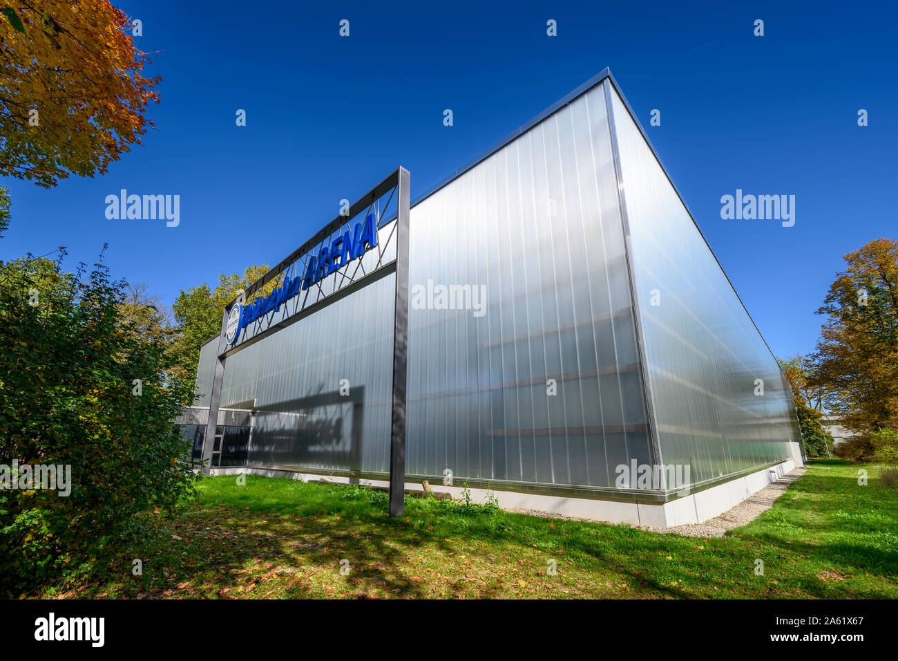 Freising, Germany - October 13. 2019 : Weihenstephan Arena - Ice Hall of the City of Freising - View from the outside Stock Photo