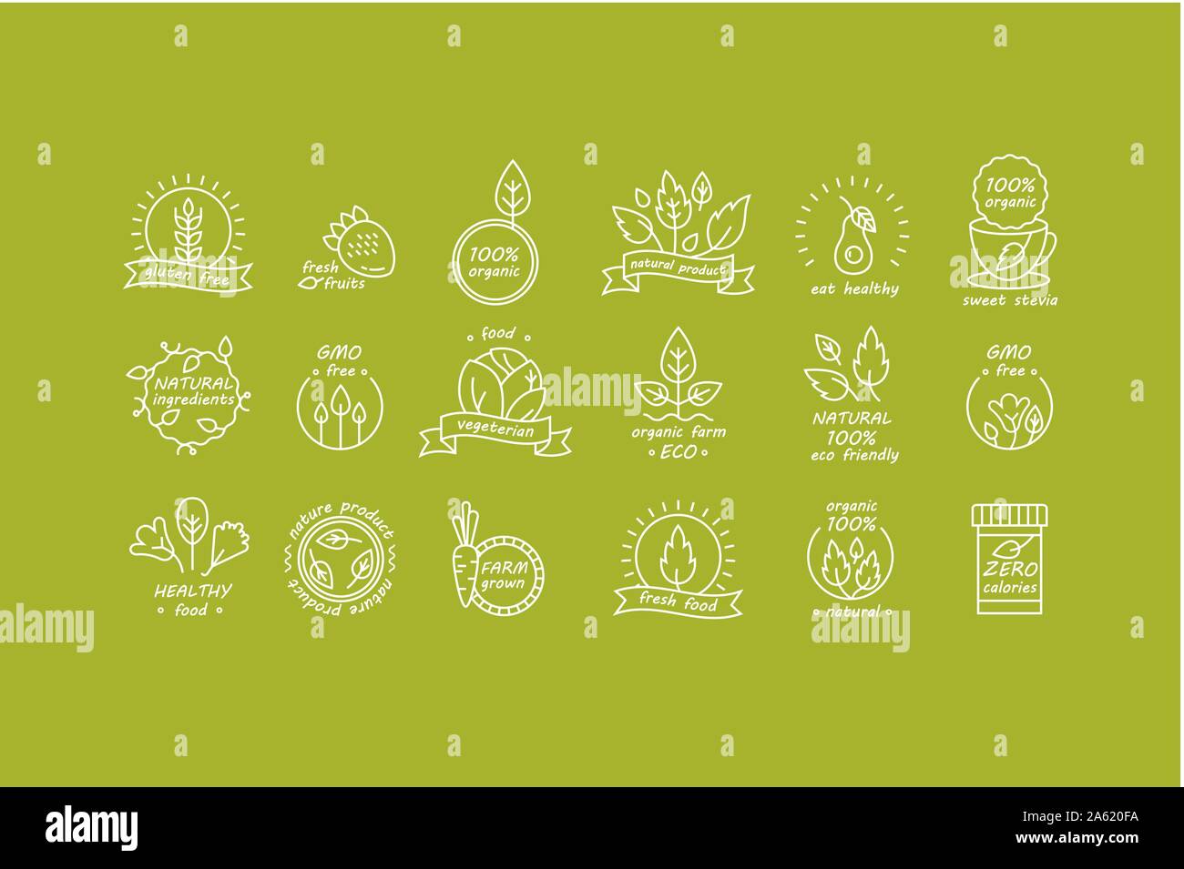 Vector set of organic products labels and badges - collection of ...