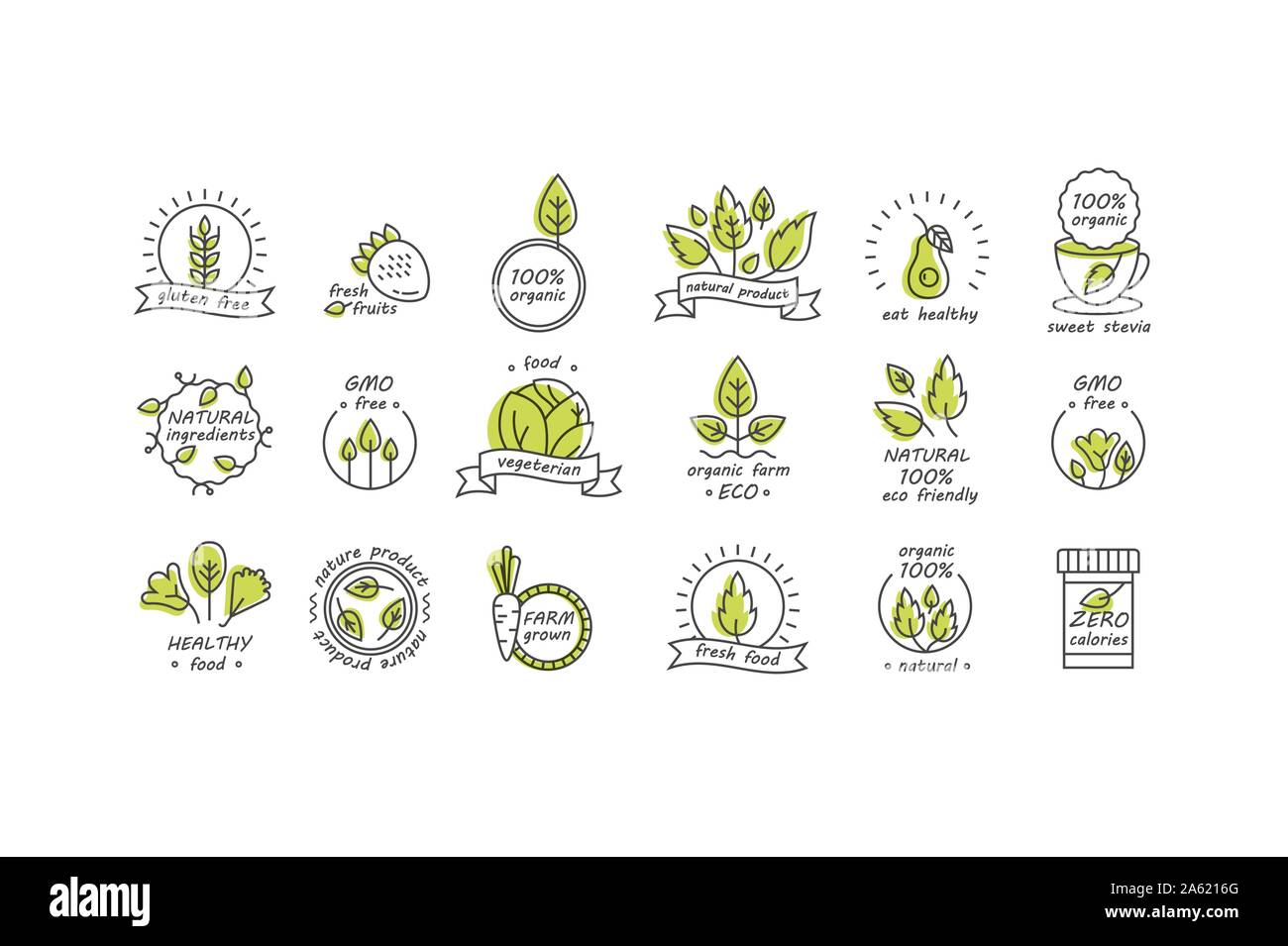 Vector set of organic products labels and badges - collection of ...