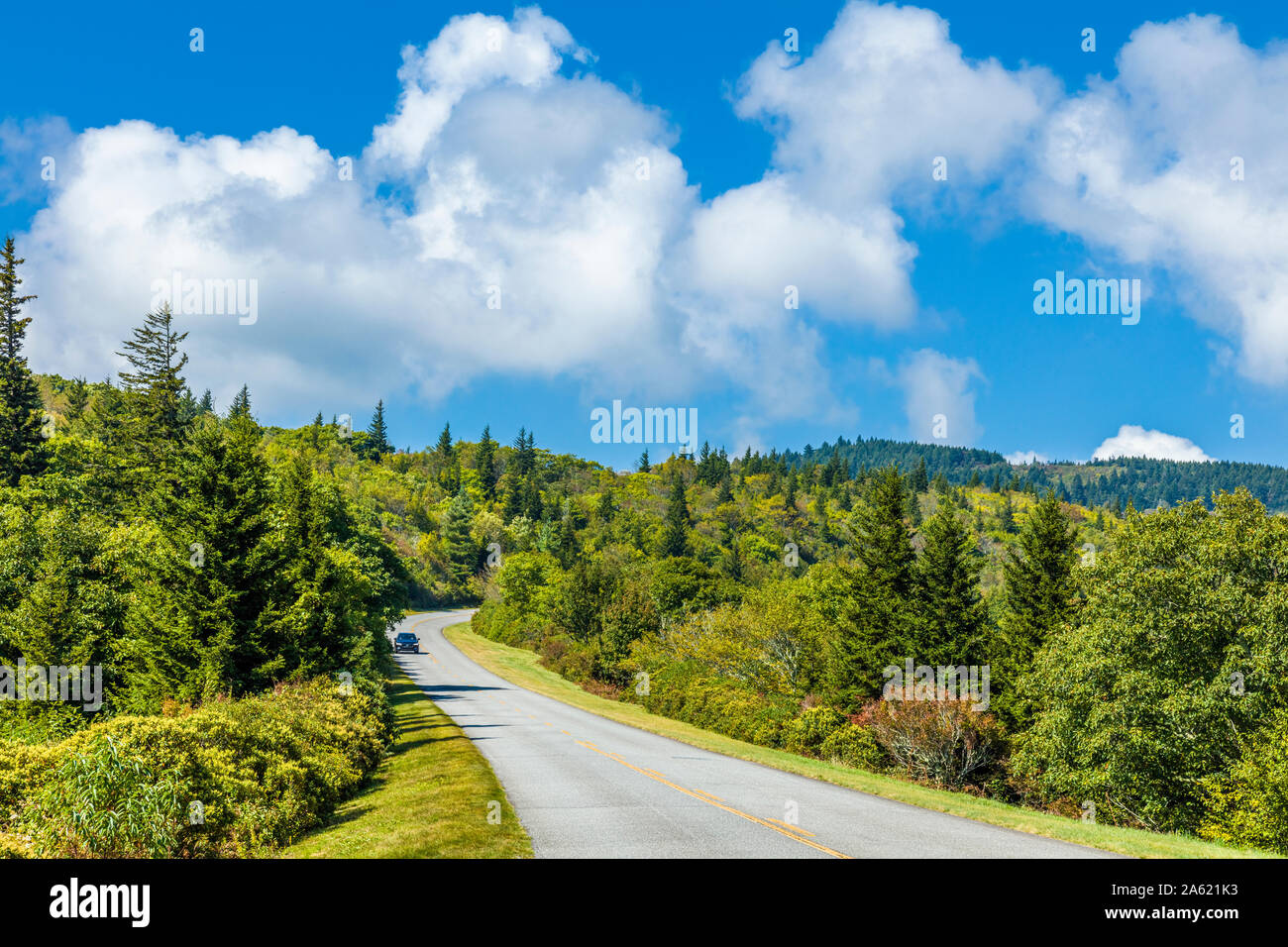 Blue Ridge Parkway in the Smoky Mountains of North Carolina in the Unted States Stock Photo