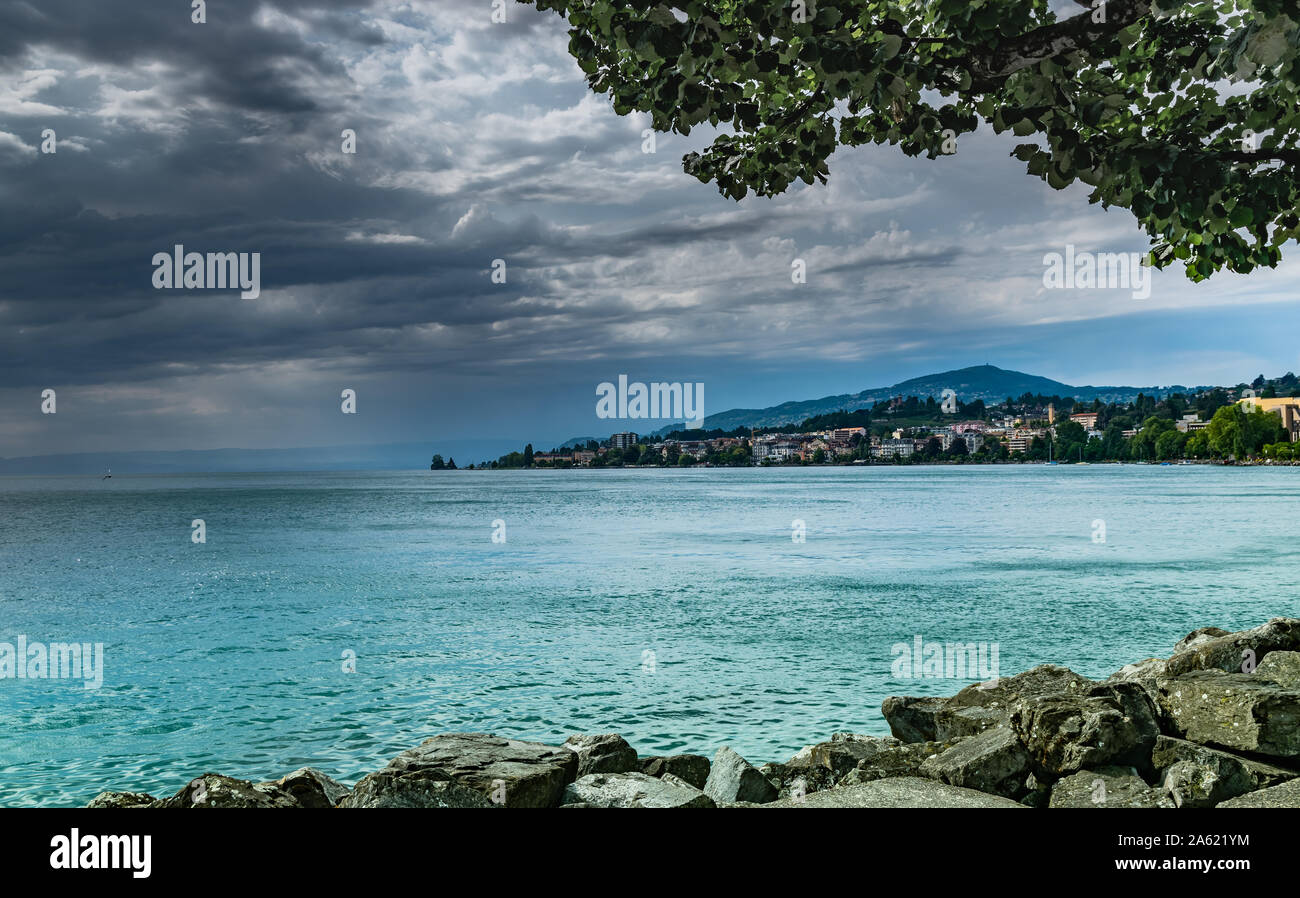 Clarens, general view, from the Lake, Geneva Lake, Switzerland