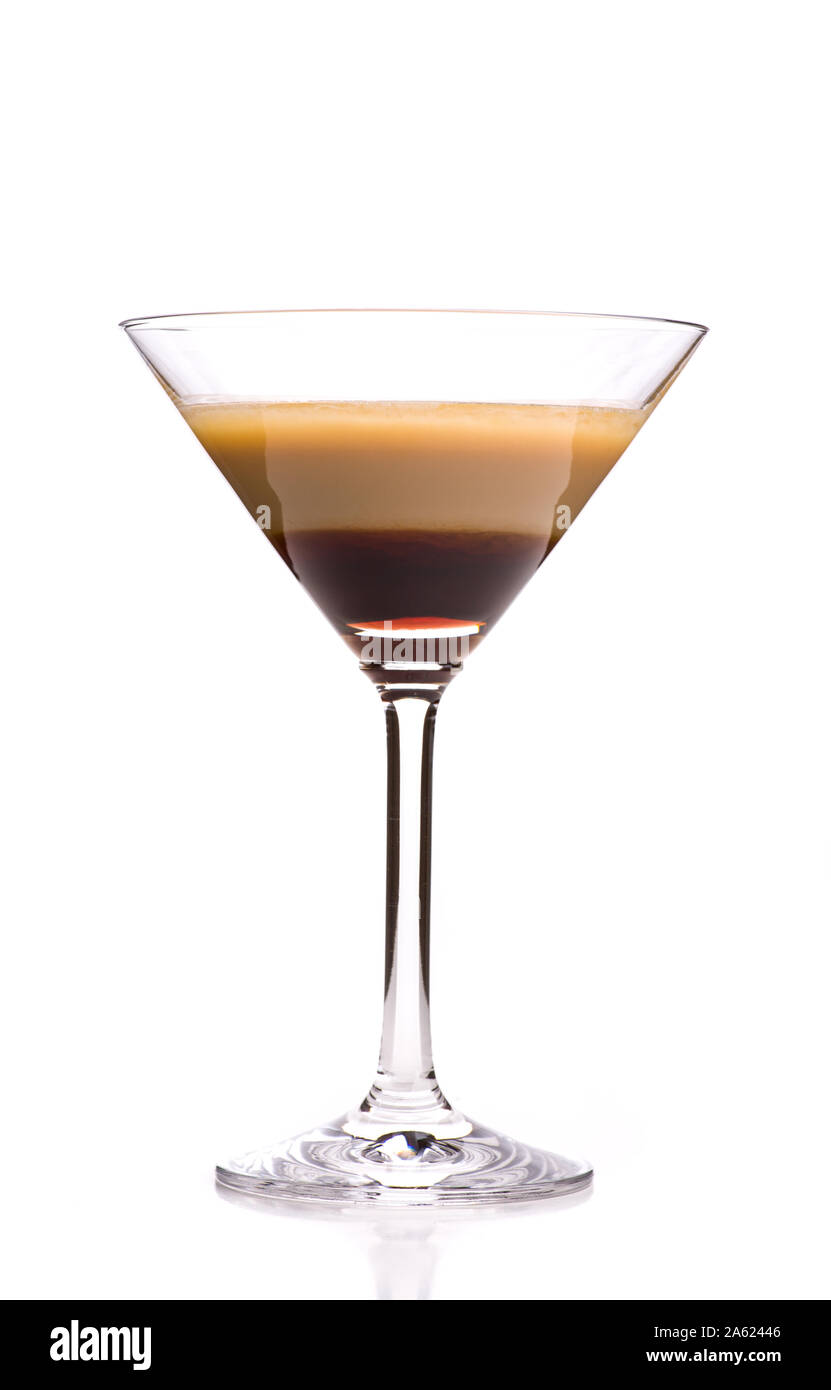 alcoholic cocktails: single B52 isolated on white background Stock Photo
