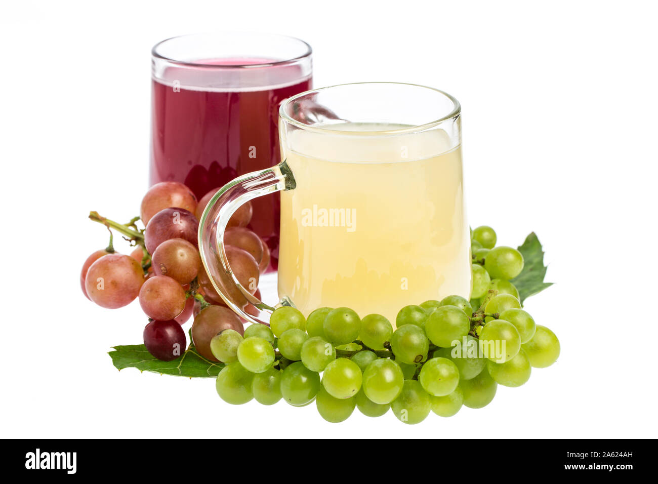 'Sturm': Red and white wine decorated with grapes Stock Photo