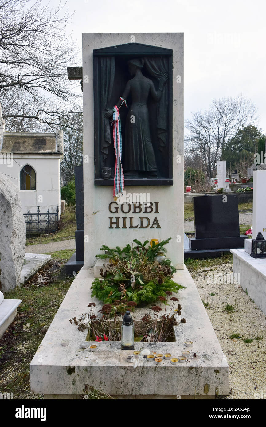 Tomb of Hilda Gobbi (actress), Farkasréti Cemetery or Farkasrét Cemetery, Farkasréti temető, Budapest, Hungary, Magyarország, Europe Stock Photo