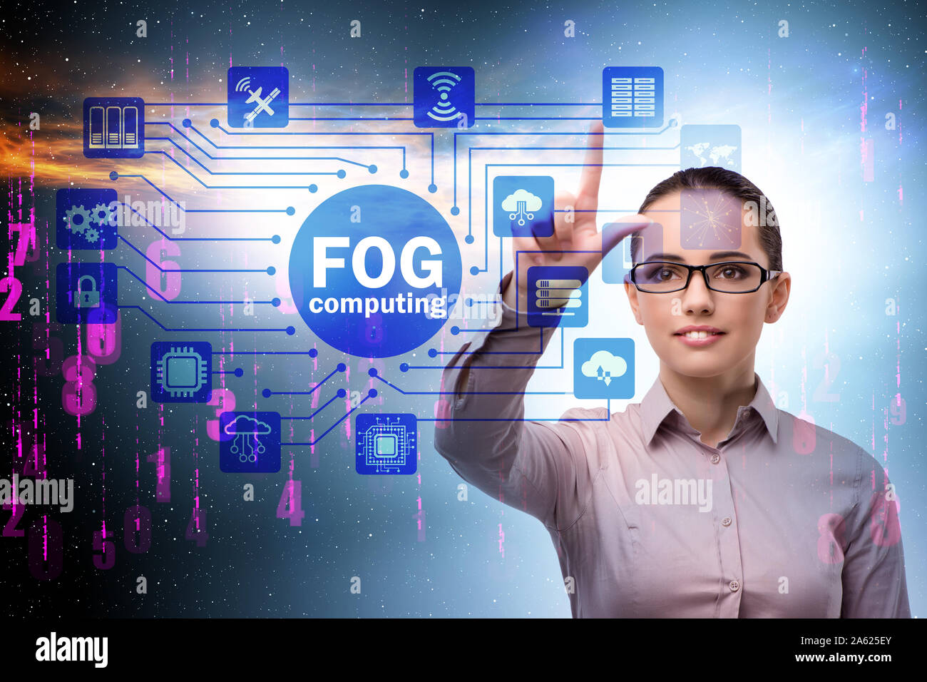 The businessman in edge and fog computing concept Stock Photo - Alamy