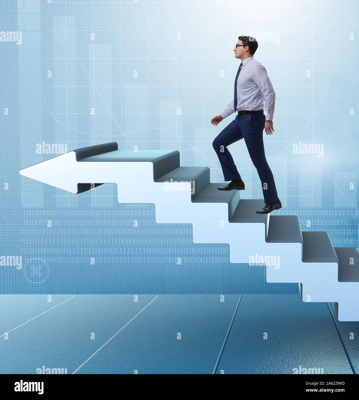 The businessman climbing career ladder in business concept Stock Photo ...