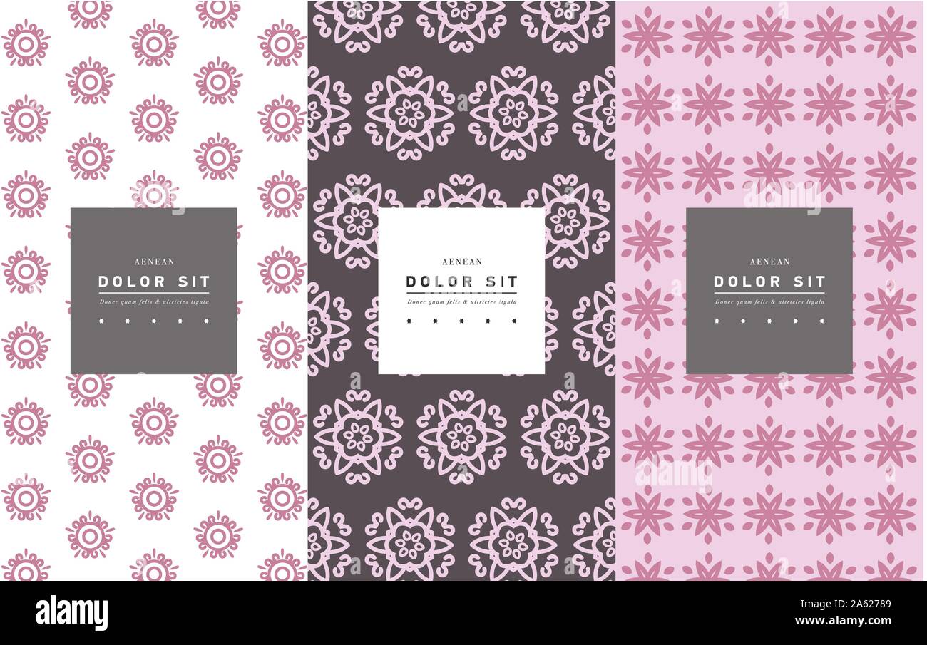 Vector set of packaging design templates, linear patterns and frames ...