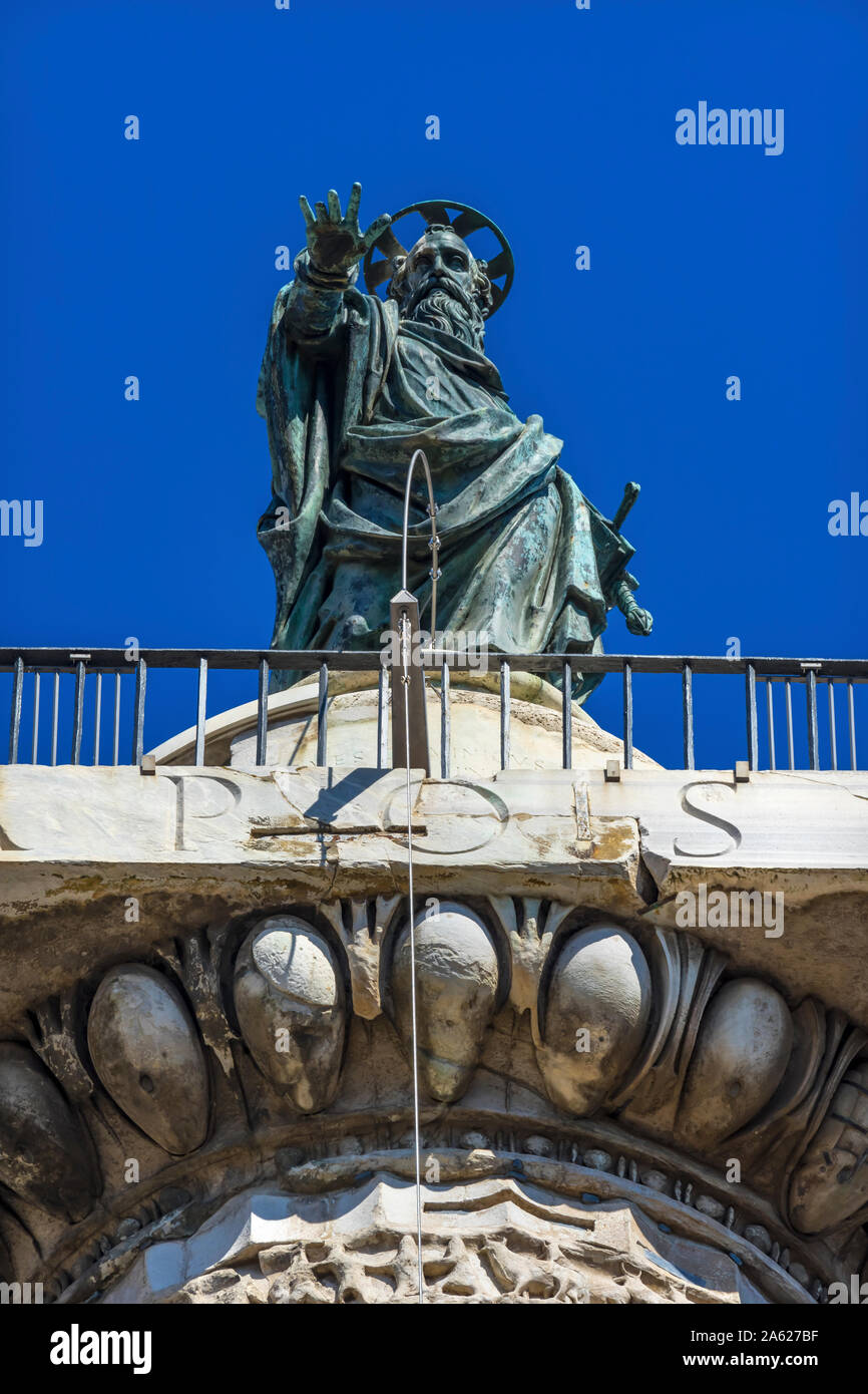 Saint Paul Column Rome Saint Paul Statue Ancient Emperor Marcus Aurelius Column Rome Italy ...