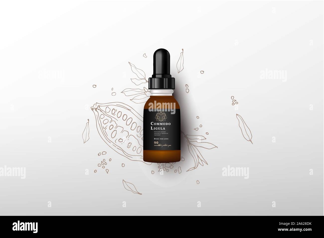 Realistic essential oil brown bottle. Stock Vector