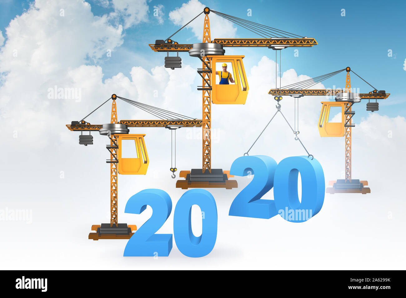 Crane lifting numbers in year of 2020 concept Stock Photo Alamy