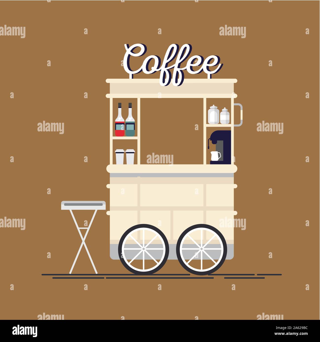 Coffee stand board and seller Royalty Free Vector Image