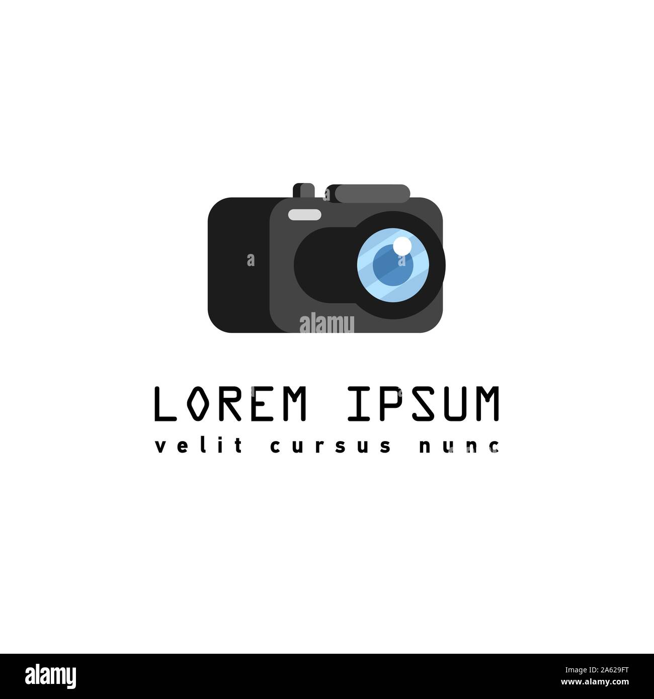 Flat style with long shadows, camera vector icon illustration. Stock Vector