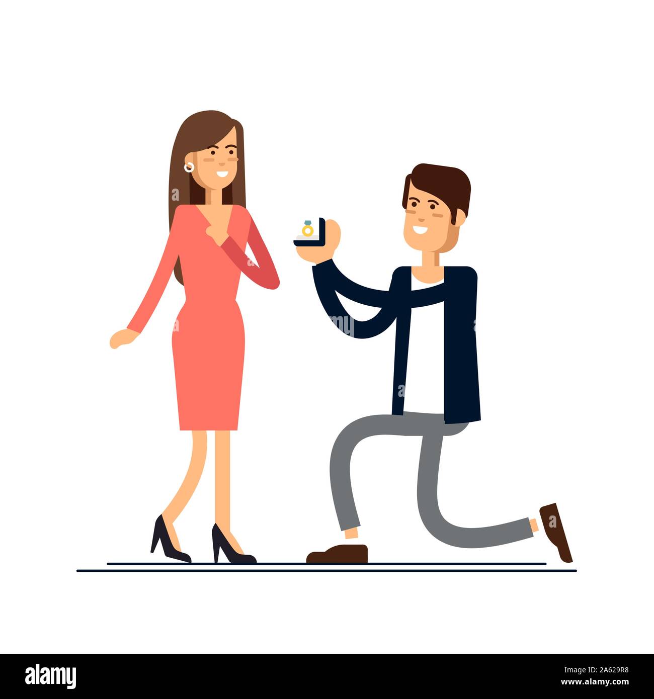 An offer of marriage. Man proposes a woman to marry him and gives an  engagement ring. Vector illustration in cartoon style Stock Vector Image &  Art - Alamy