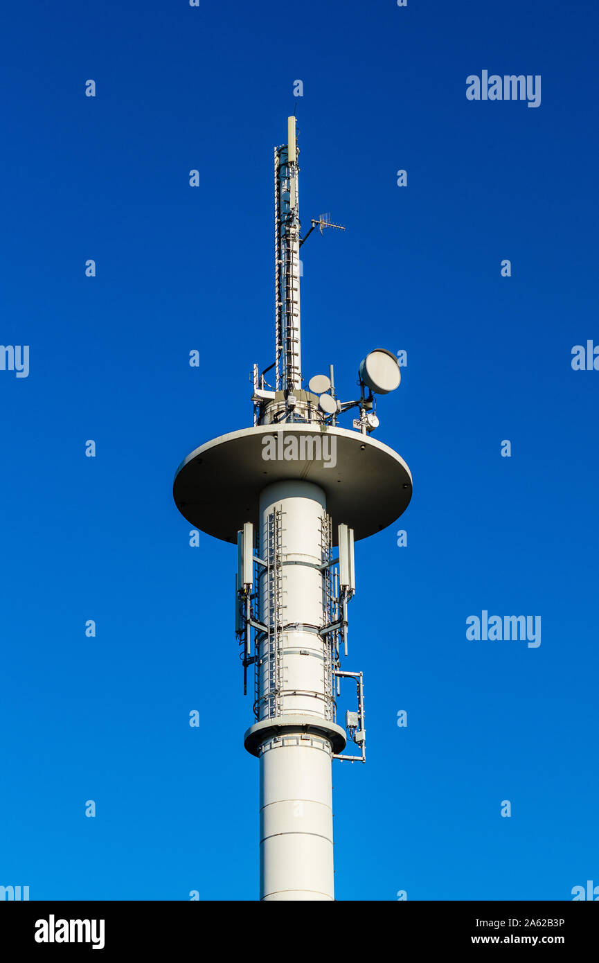 Transmission mast dangerous due to electro smog Stock Photo Alamy