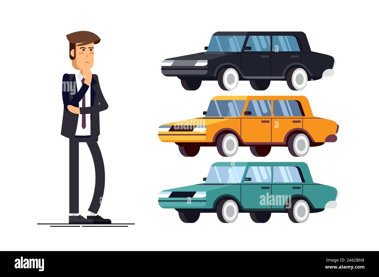 design concept of choice car and buying. Stock Vector