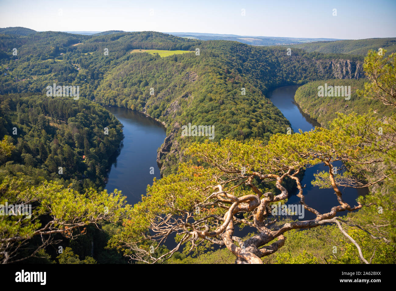 Aerial view of Vltava river horseshoe shape meander from Maj viewpoint in Czech Republic Stock Photo