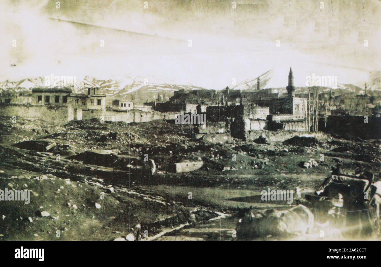 Erzurum after its destryction by the Armenians in 1918. Stock Photo