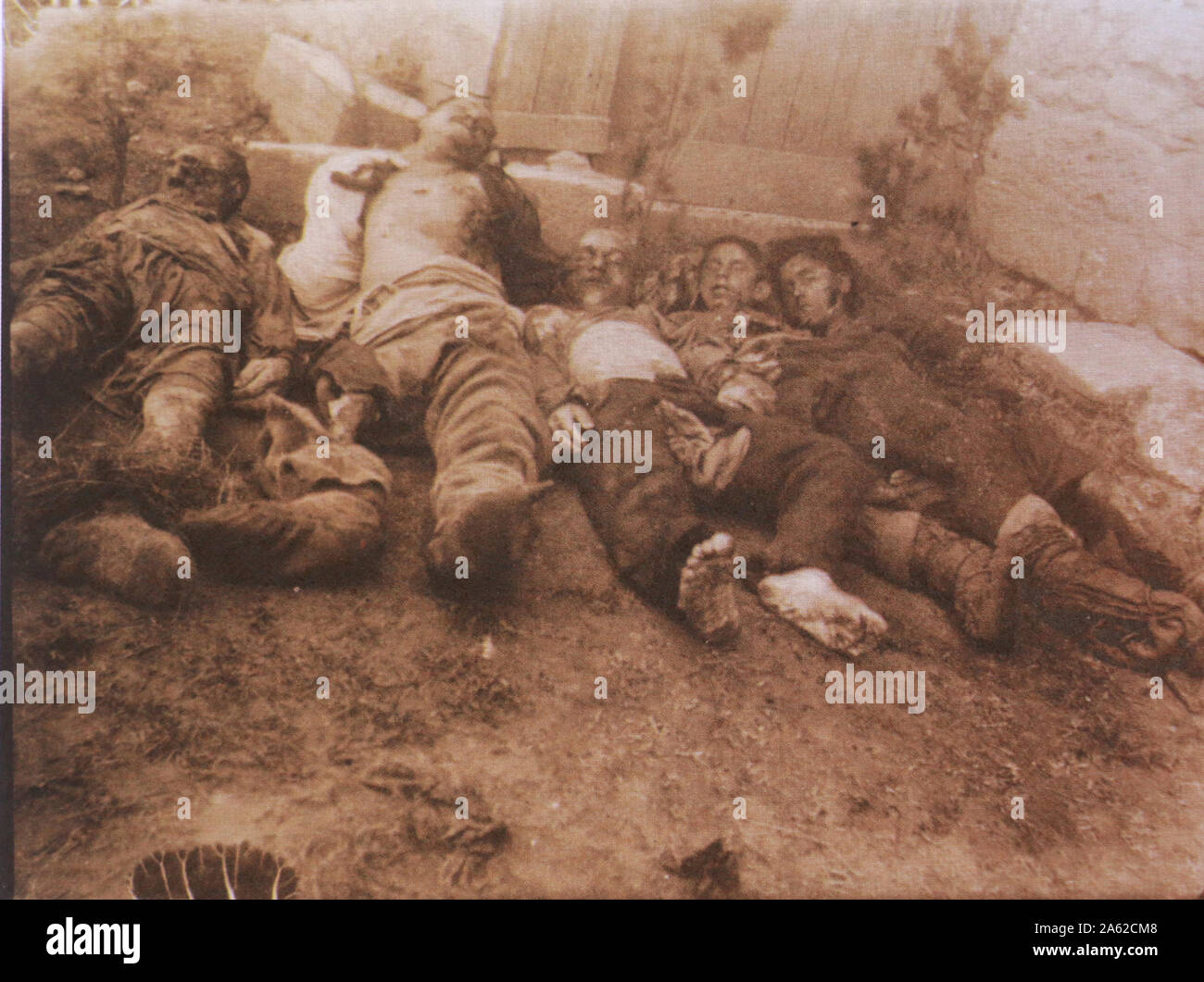 Turkish men massacred by the Armenians in 1910s. Stock Photo