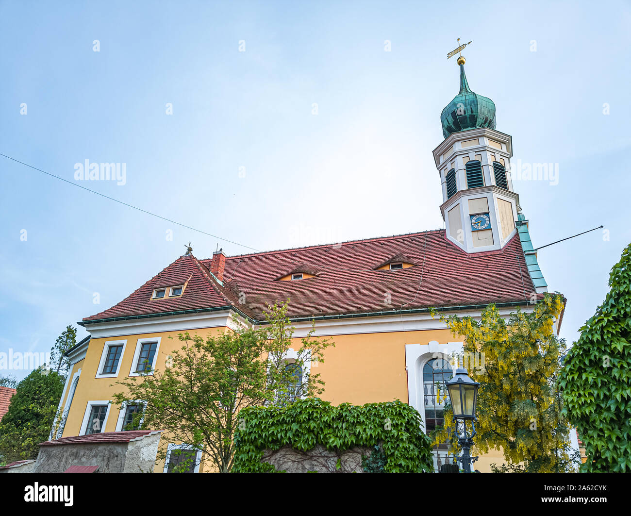 Church Maria am Wasser (Mary By The Waters) in Hosterwitz, Dresden, Saxony, Germany. Stock Photo