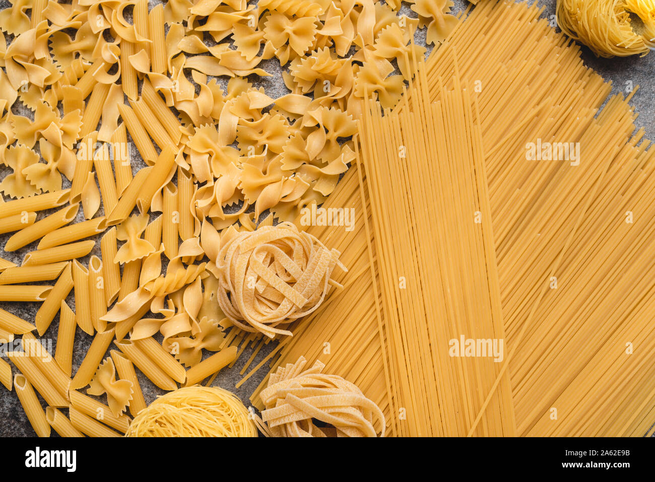 Different types of pasta that we use every day in the kitchen when