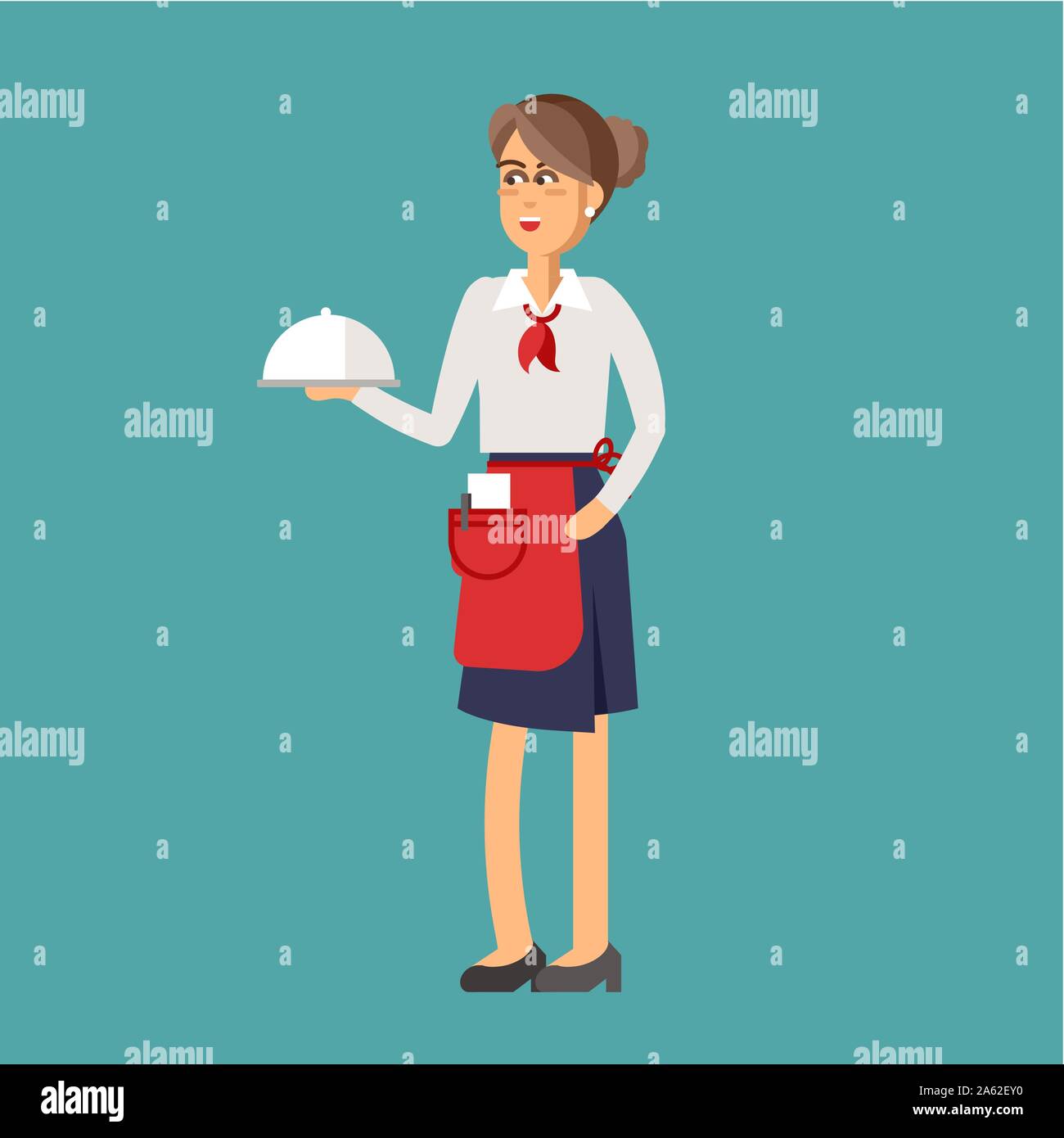 Restaurant waiter and waitress character uniform female Stock Vector