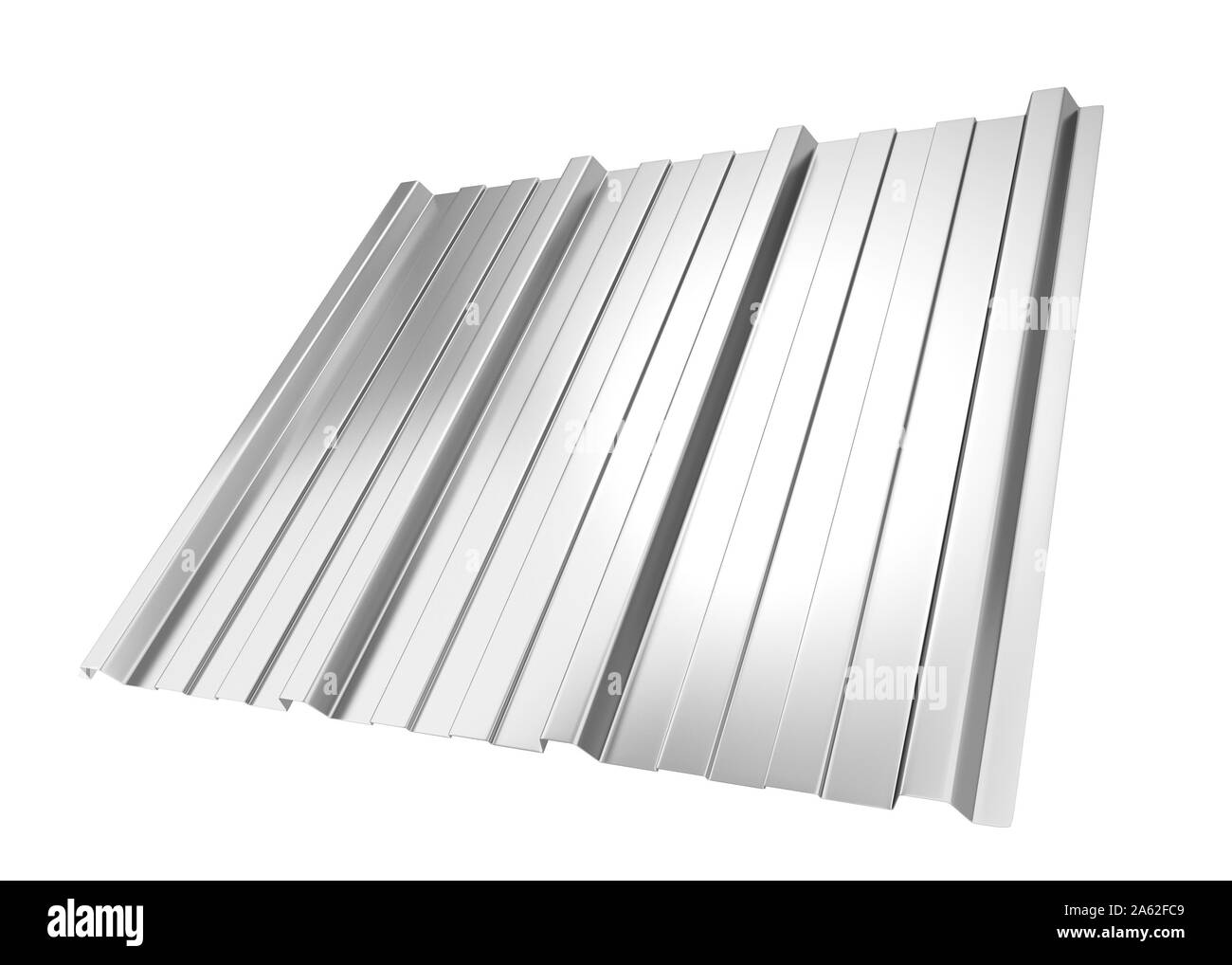 Corrugated metal sheet. 3d illustration isolated on white background Stock Photo