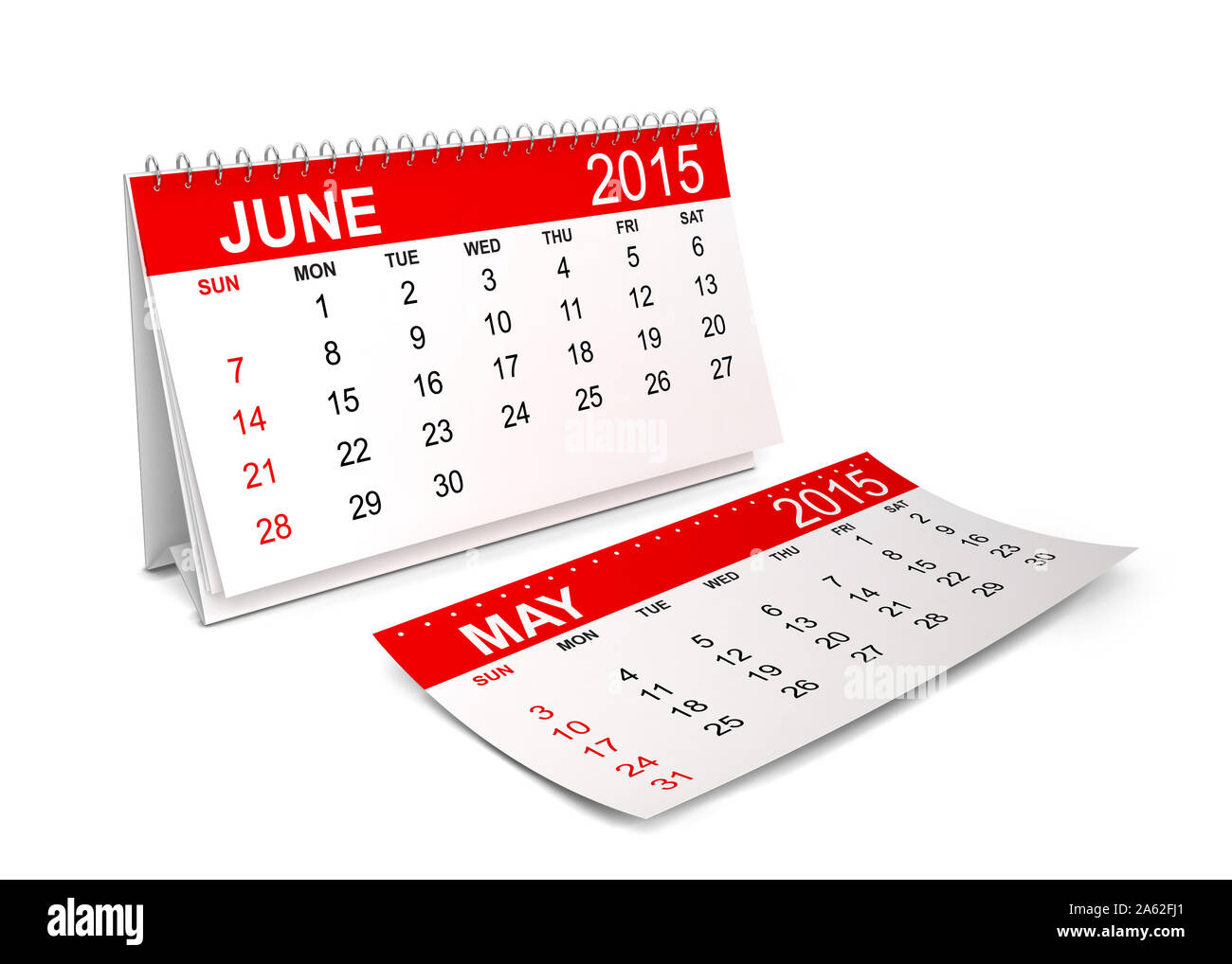 2015 Calendar. June. 3d illustration isolated on white background Stock ...