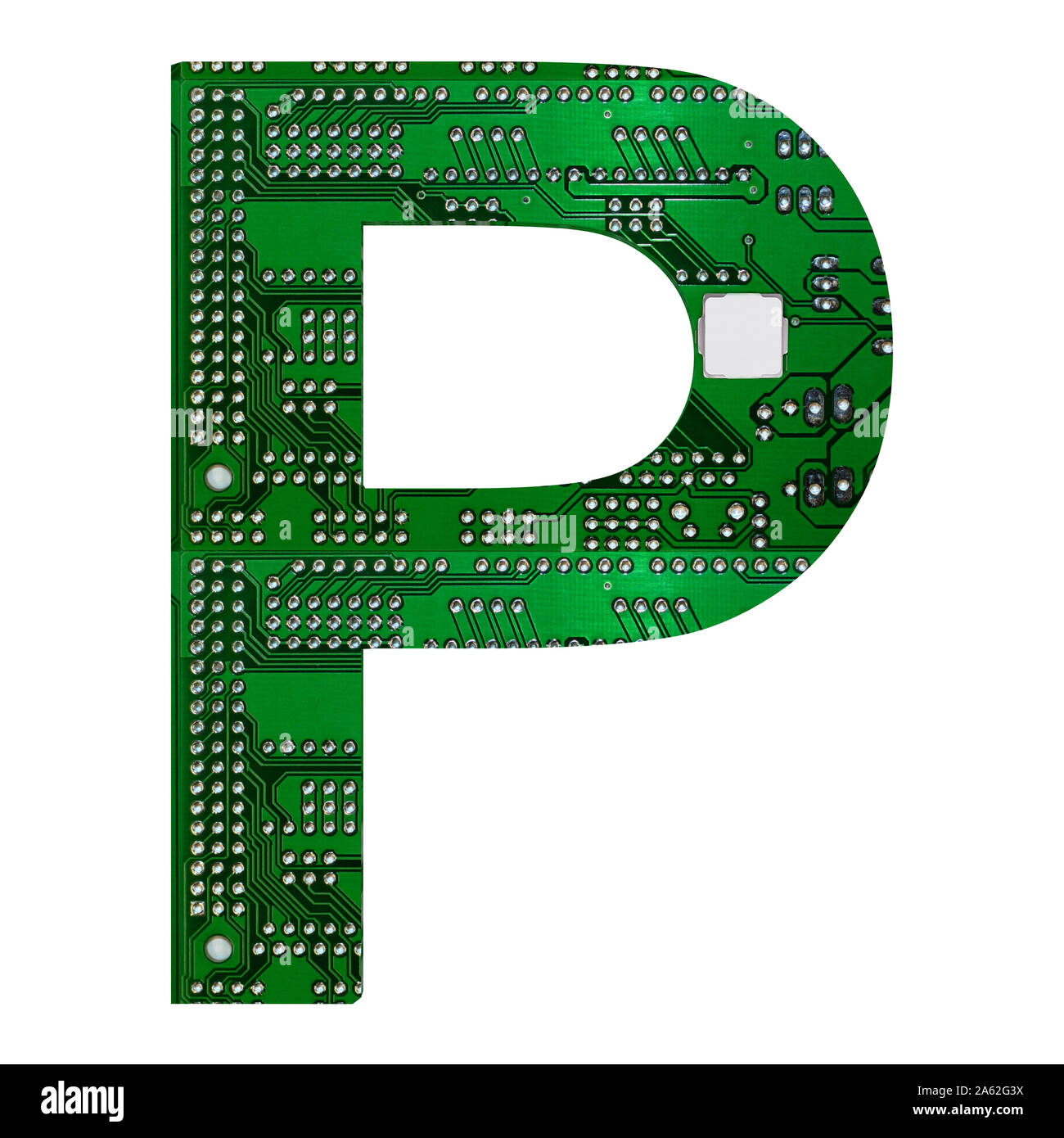 Letter P, Alphabet in circuit board style. Digital hi-tech letter ...