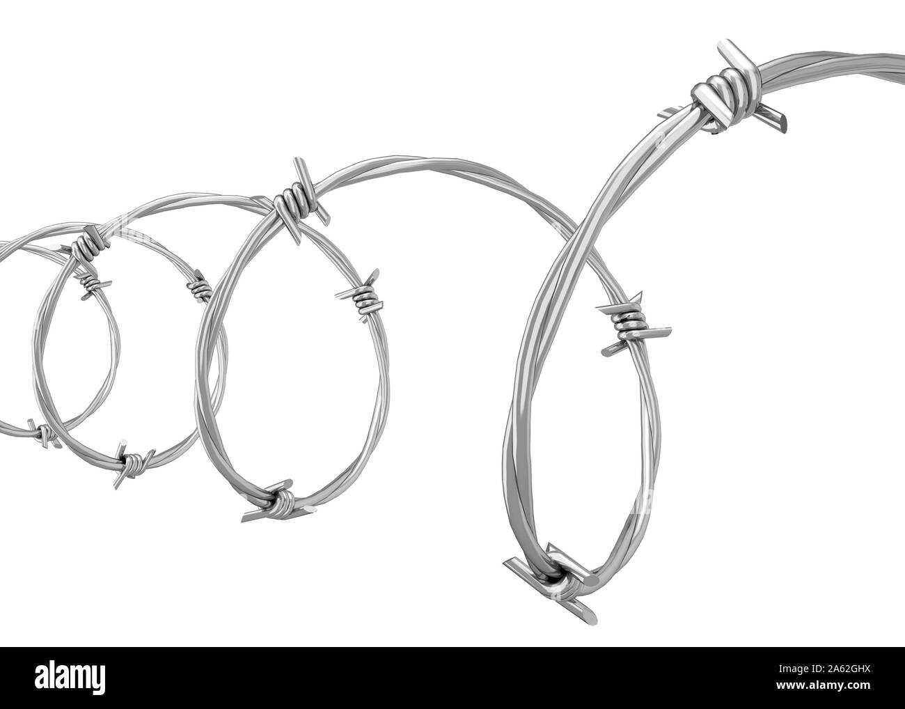 Barbed wire. . 3d illustration isolated on white background Stock Photo ...