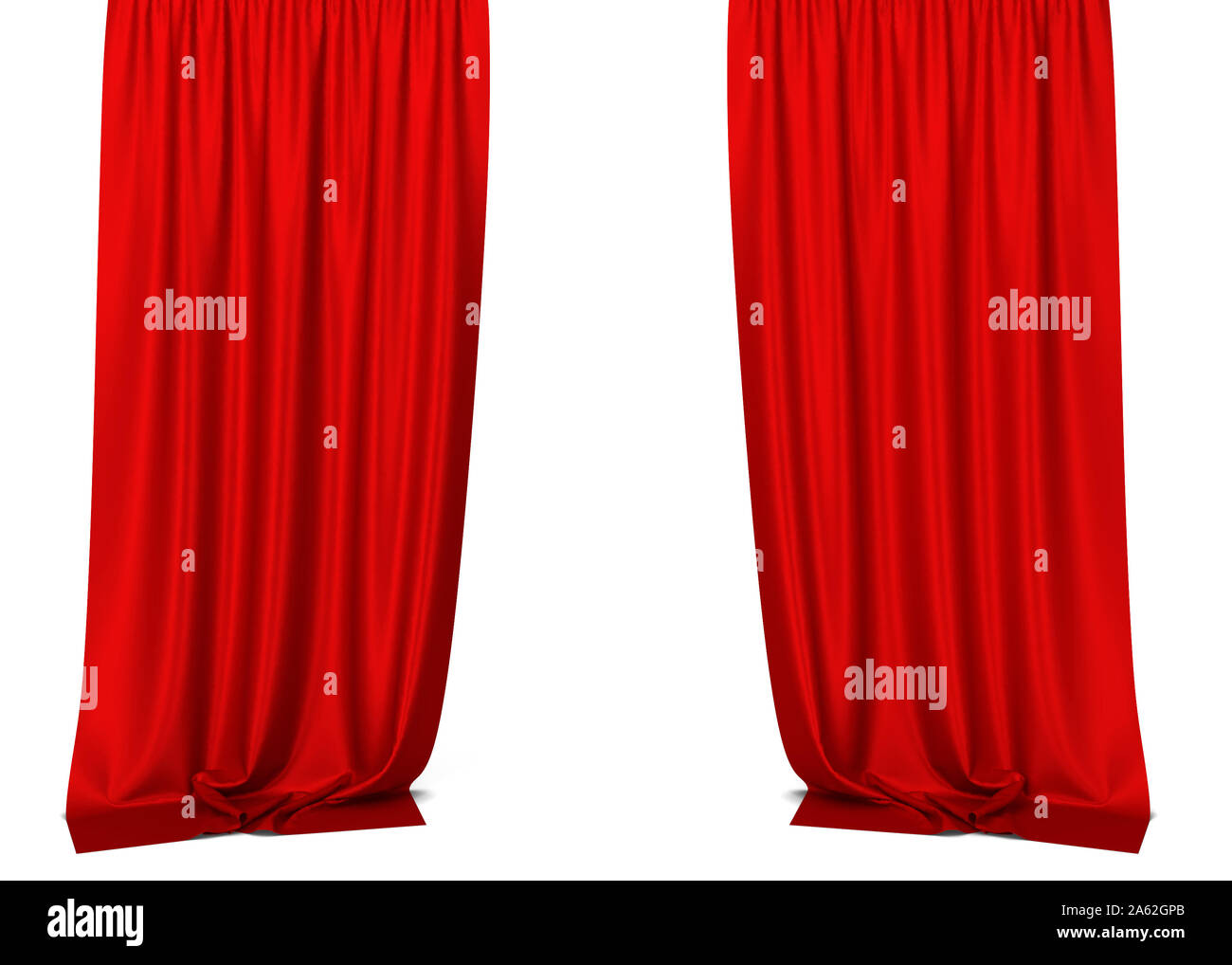 White curtains. 3d illustration isolated on white background Stock