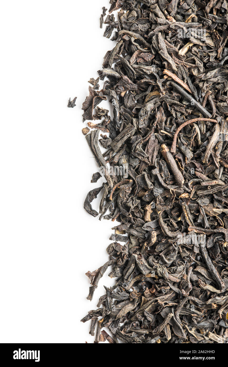 Dried black tea leaves isolated on white background Stock Photo Alamy