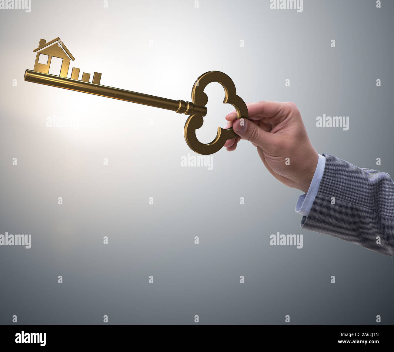 The businessman holding key in real estate concept Stock Photo - Alamy