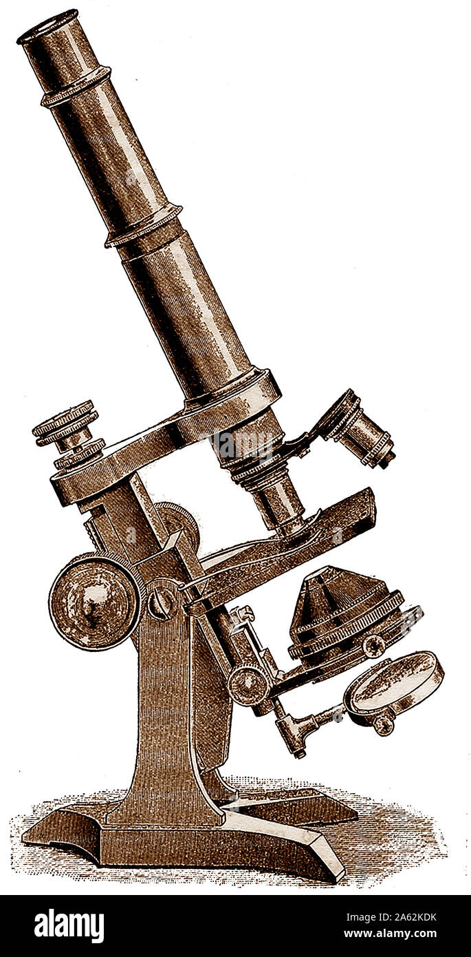 HISTOLOGY  - 19th Century  microscope equipment - Pillischer's 'International' Microscope Stock Photo
