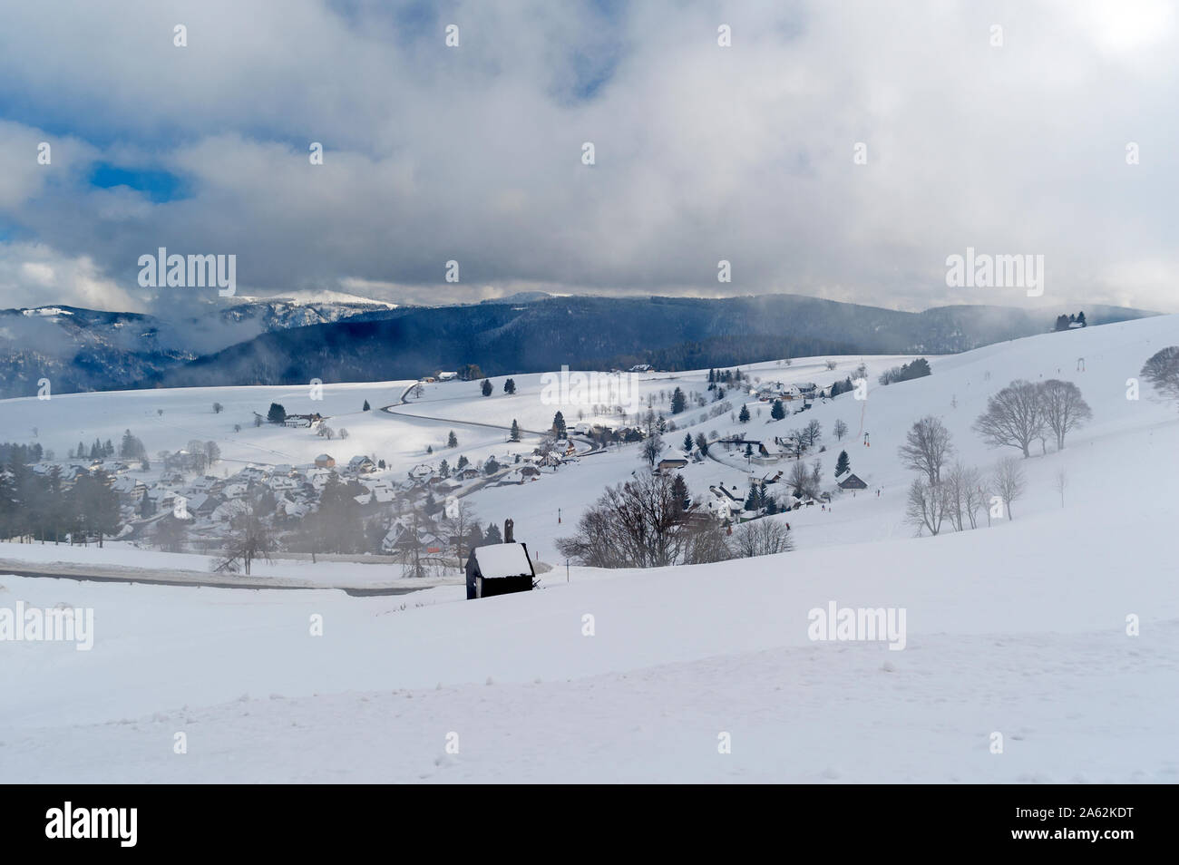 Black Forest village Hofsgrund in the winter Stock Photo
