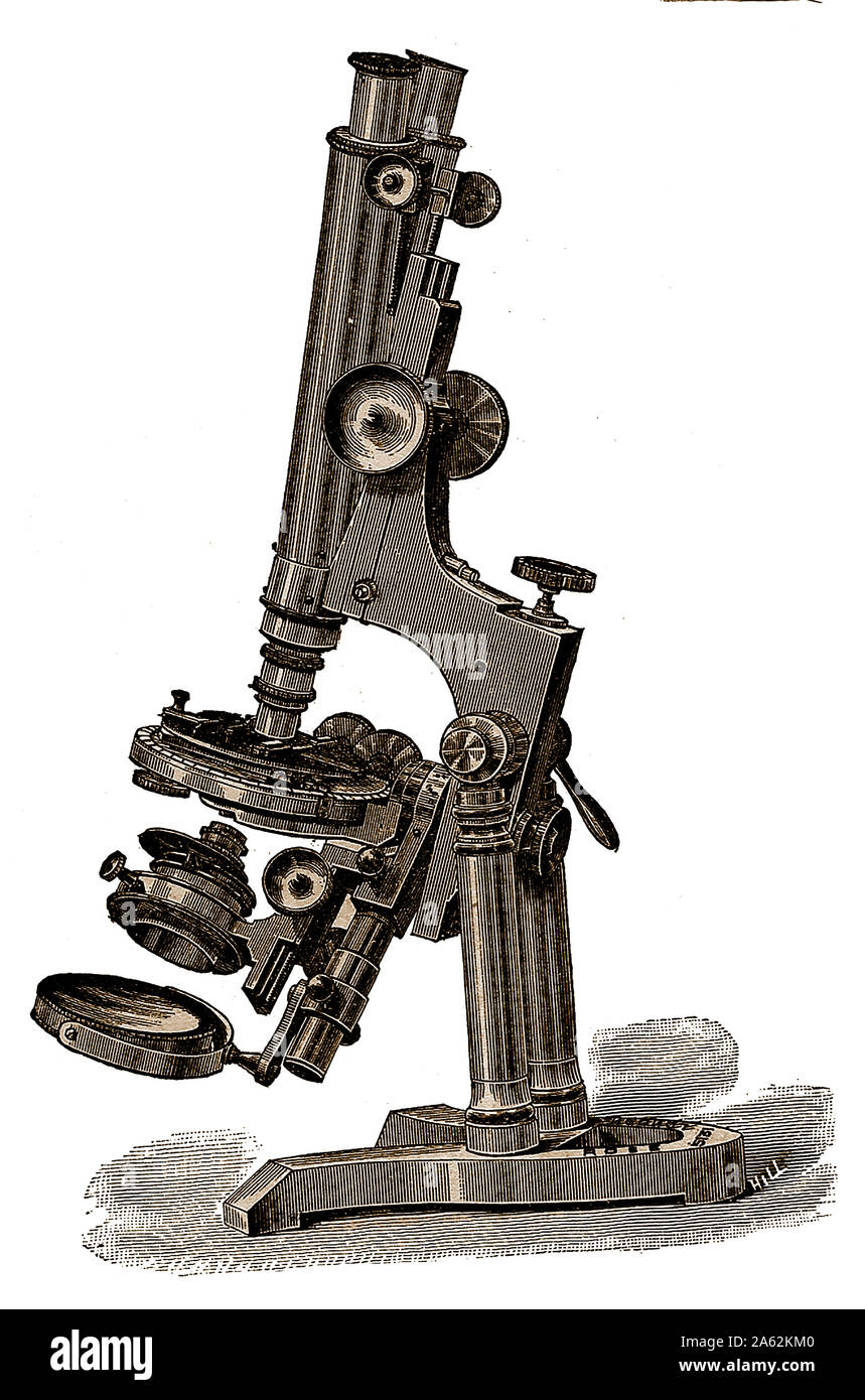 HISTOLOGY  - 19th Century  microscope equipment - The Improved Ross-Zentmayer Model Microscope Stock Photo
