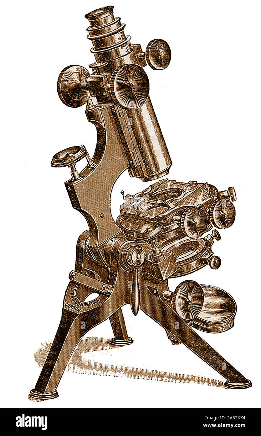 HISTOLOGY  - 19th Century  microscope equipment - Watson,s improved 'Van Heurck' Bacteriological microcope Stock Photo