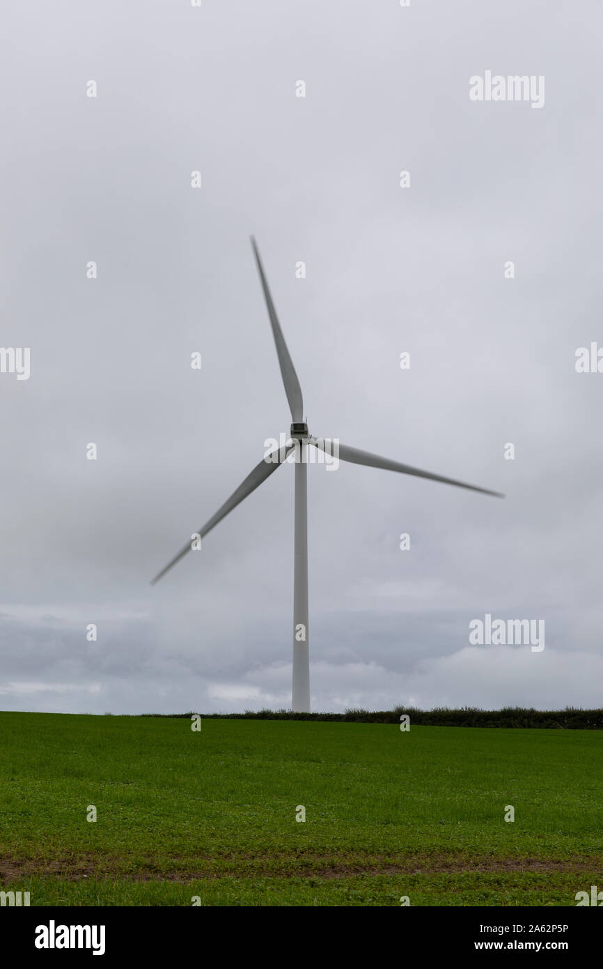 wind turbine generating renewable energy in devon, england Stock Photo