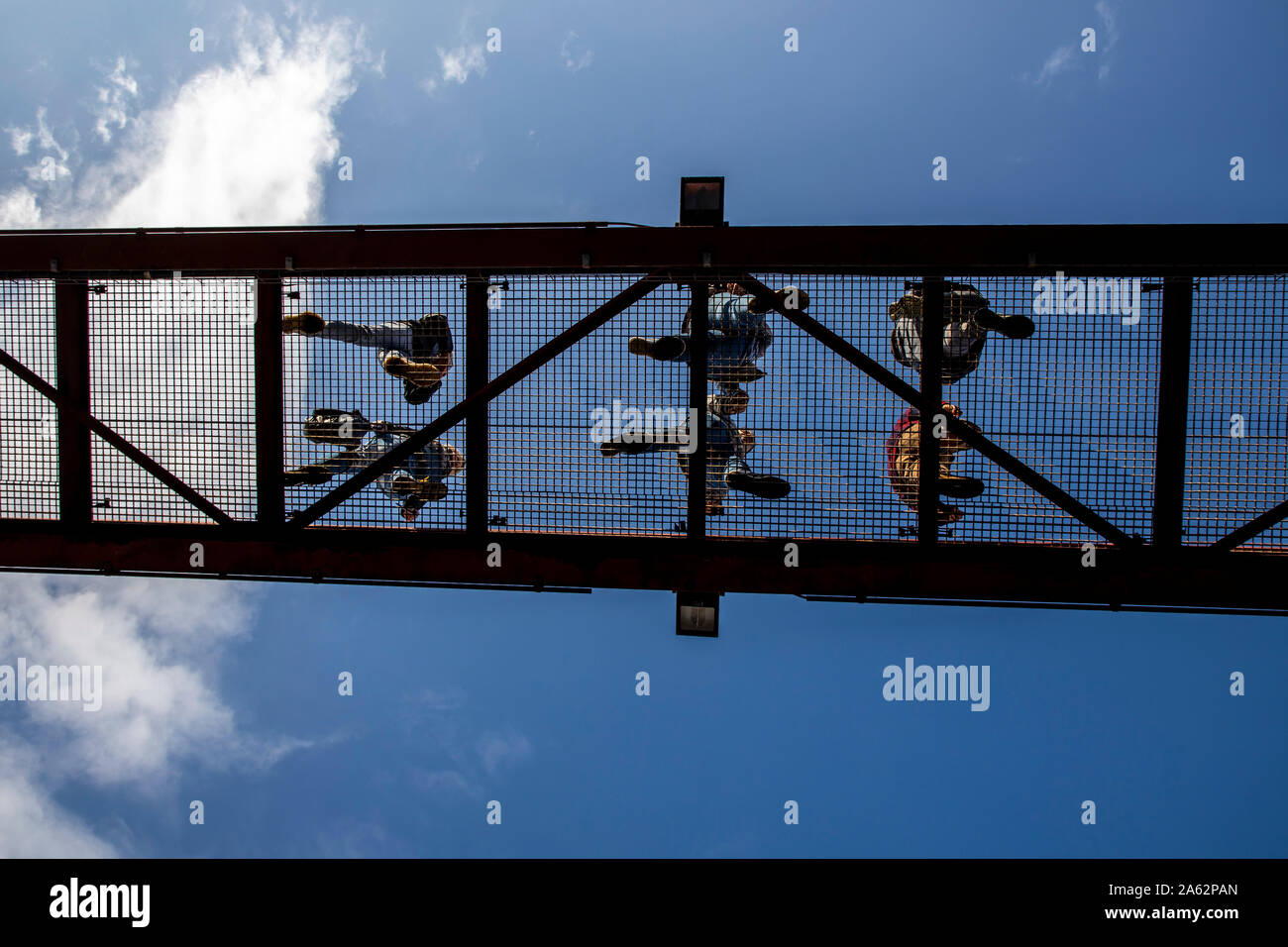 Lattice catwalk, walking at a height of 15 meters a catwalk, made of lattice, seen from below, viewing platform Stock - Alamy