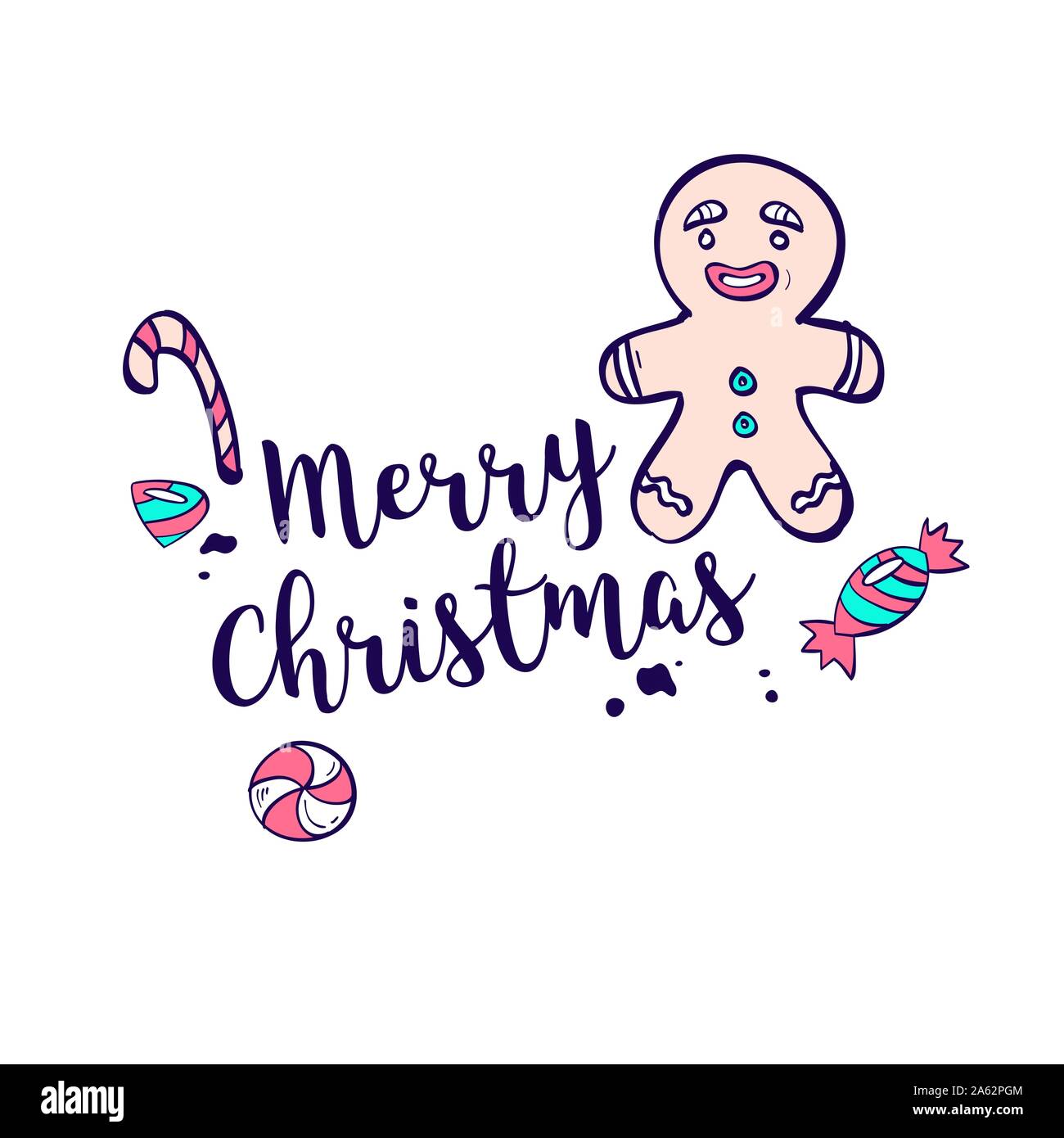 pattern with candy cane, star and gingerbread Stock Vector