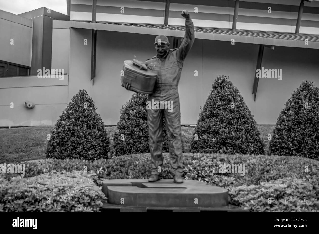 Datytona, Florida. July 19, 2019. Dale Earnhardt statue at Daytona International Speedway Stock Photo