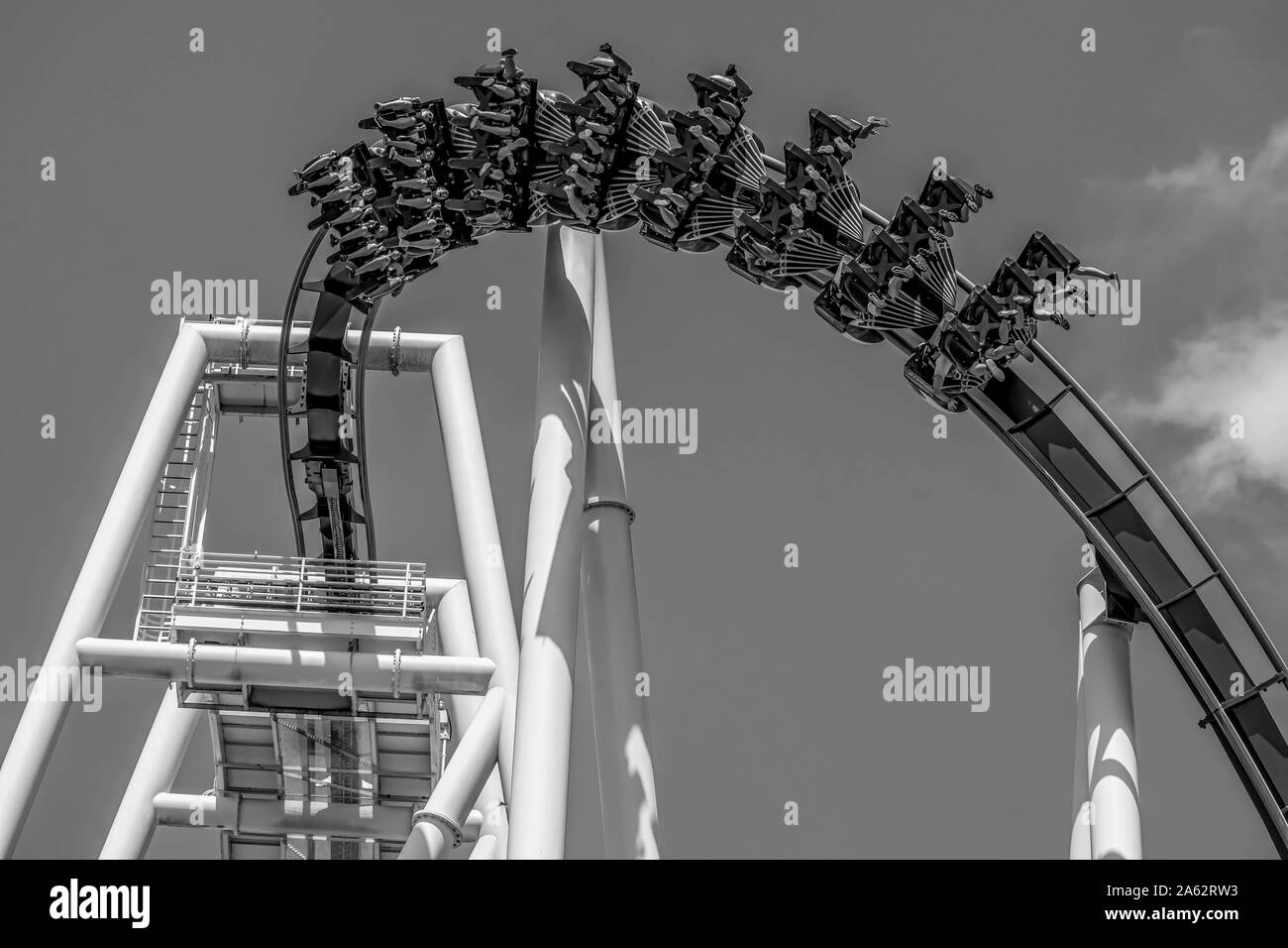 Tampa Bay, Florida. July 12, 2019. People having fun terrific  rollercoaster Stock Photo