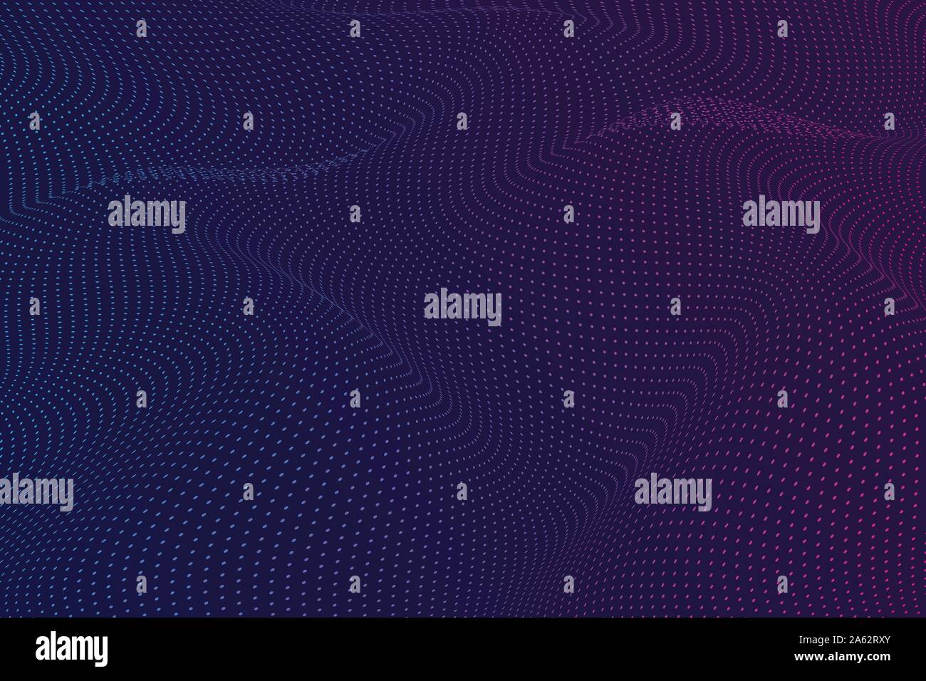 Abstract bokeh dots waves. Vector background. Blue And Purple on black. Stock Vector