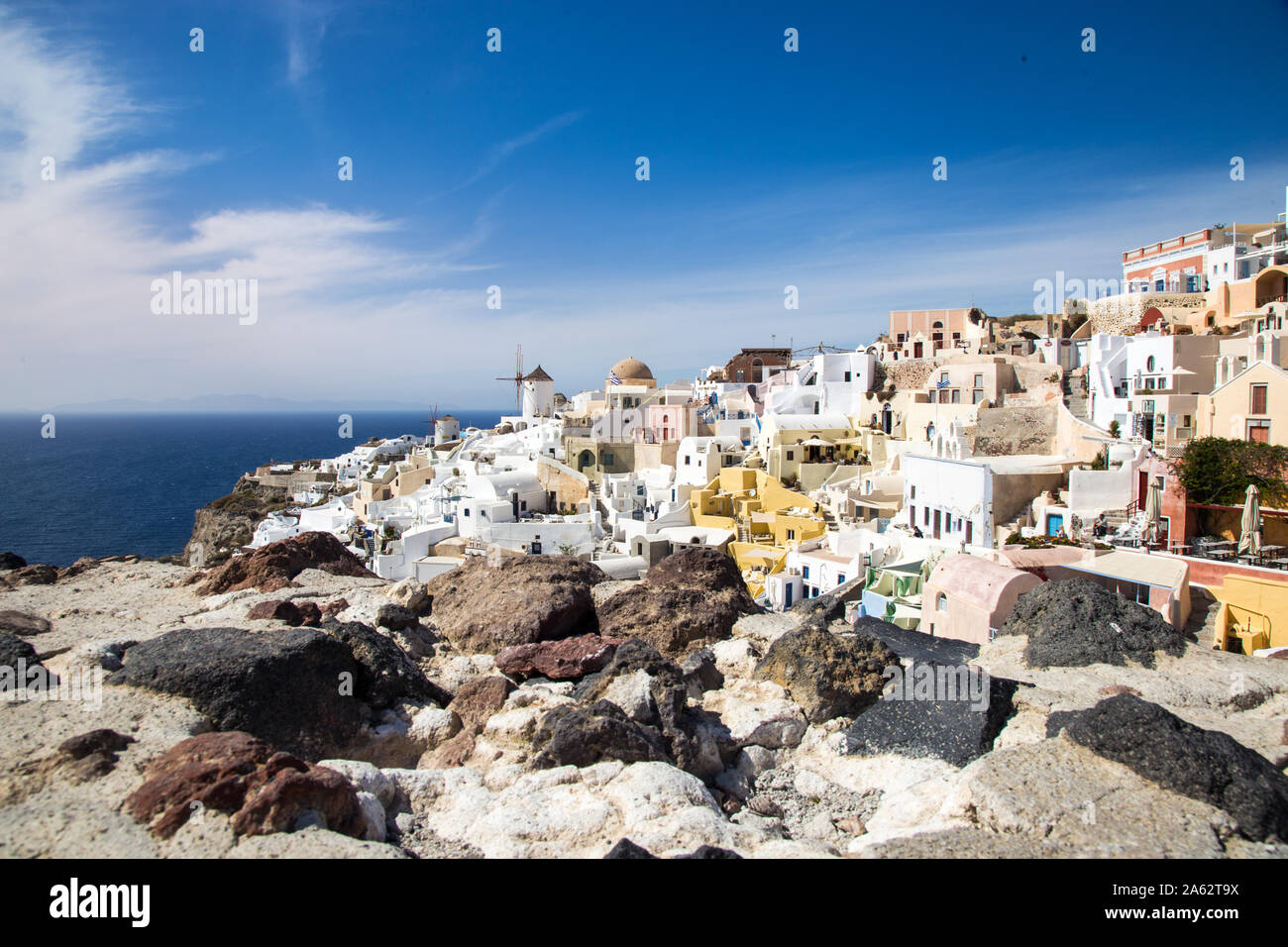 Panoramic view of Santorini, Greece Stock Photo