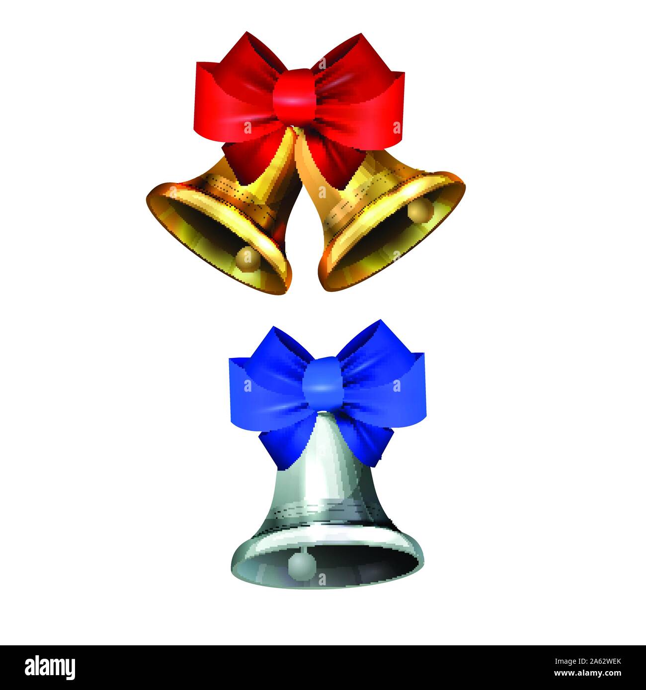 Silver ribbon bow jingle bell Stock Vector Images - Alamy