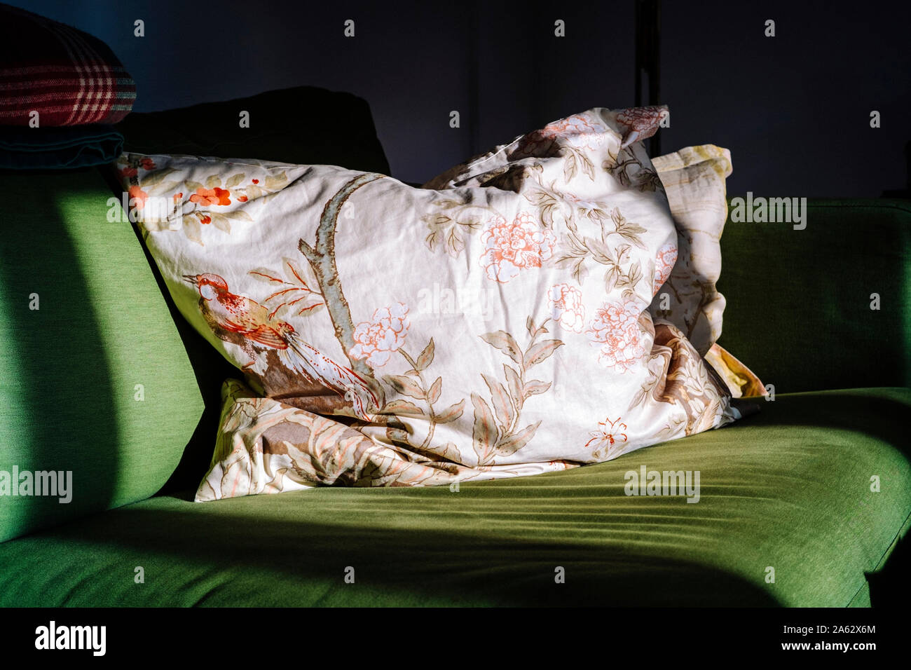 Sofa cushion with floral pattern Stock Photo