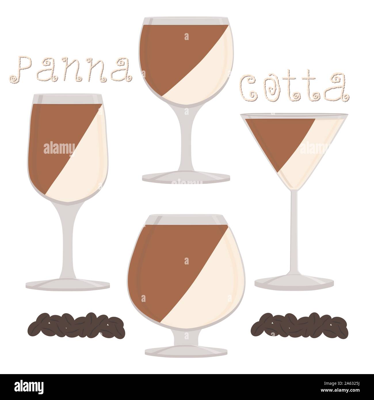 Abstract vector icon illustration logo for jelly coffee panna cotta. Jelly pattern consisting of natural design sweet food pudding pannacotta. Eat fre Stock Vector