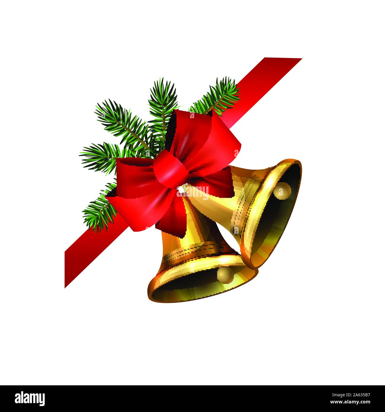 Vector christmas bells with christmas tree decorations Stock ...