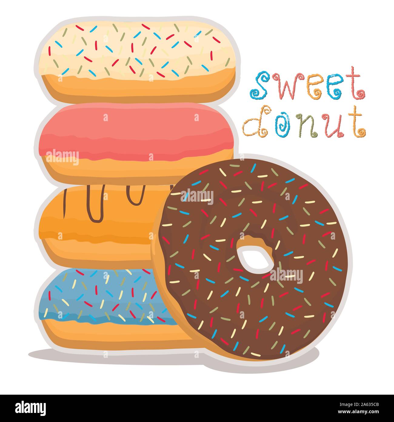 Abstract vector icon illustration logo for glazed sweet donut. Donut
