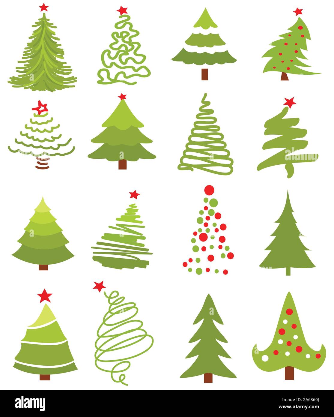 Christmas green tree icon set Stock Vector